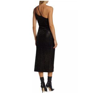NEW IRO Paris Bexly Leopard Print One Shoulder Designer Midi Dress Size 8